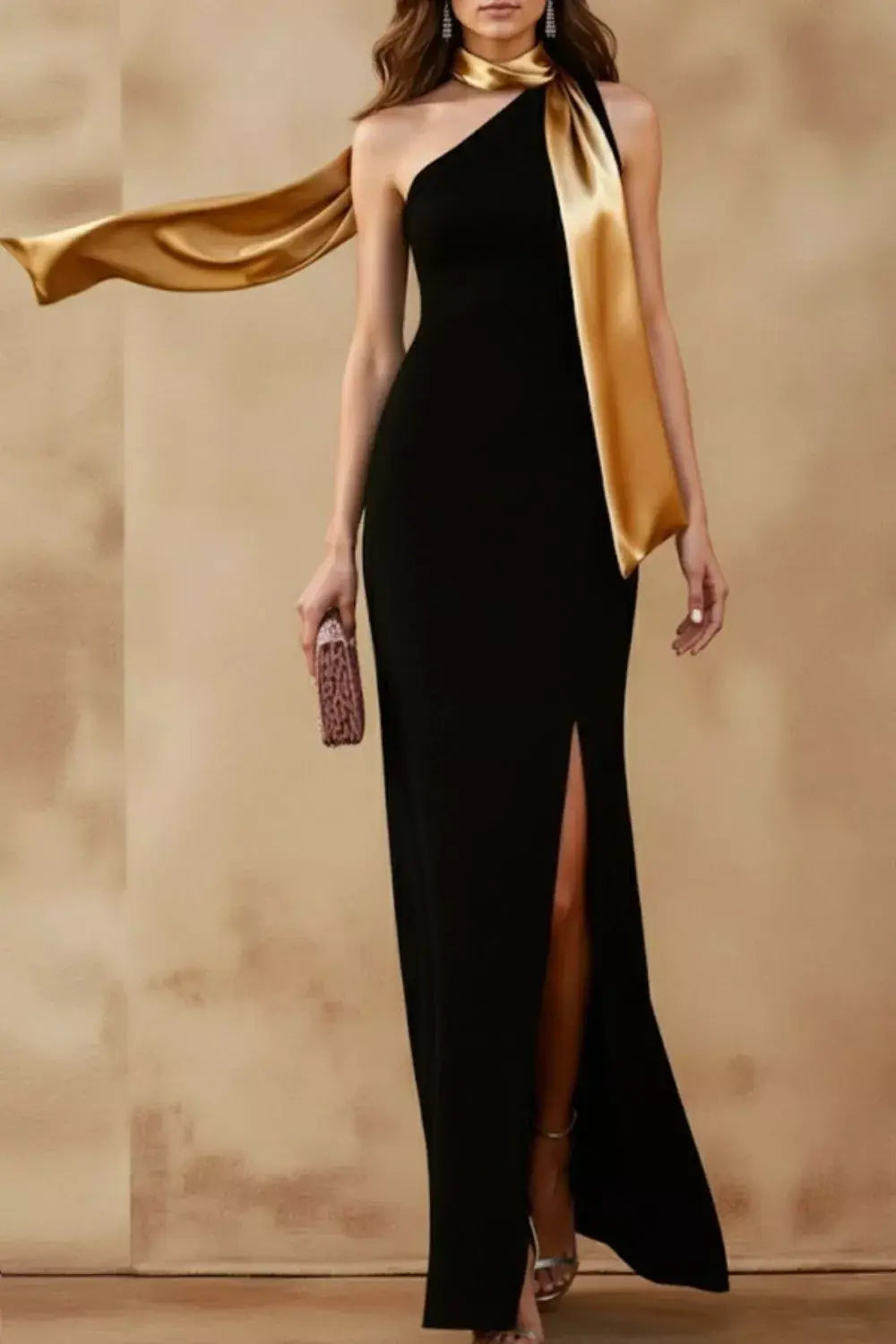 One-Shoulder Slit Maxi Dress - Trendsi - Flyclothing LLC
