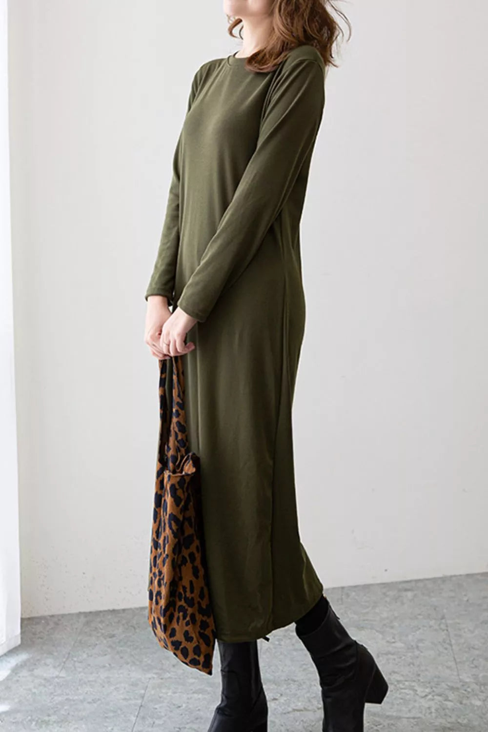 Casual Long Sleeve Midi Dress - Trendsi - Flyclothing LLC