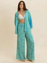 Open Front Printed Top and Pants Set - Trendsi - Flyclothing LLC