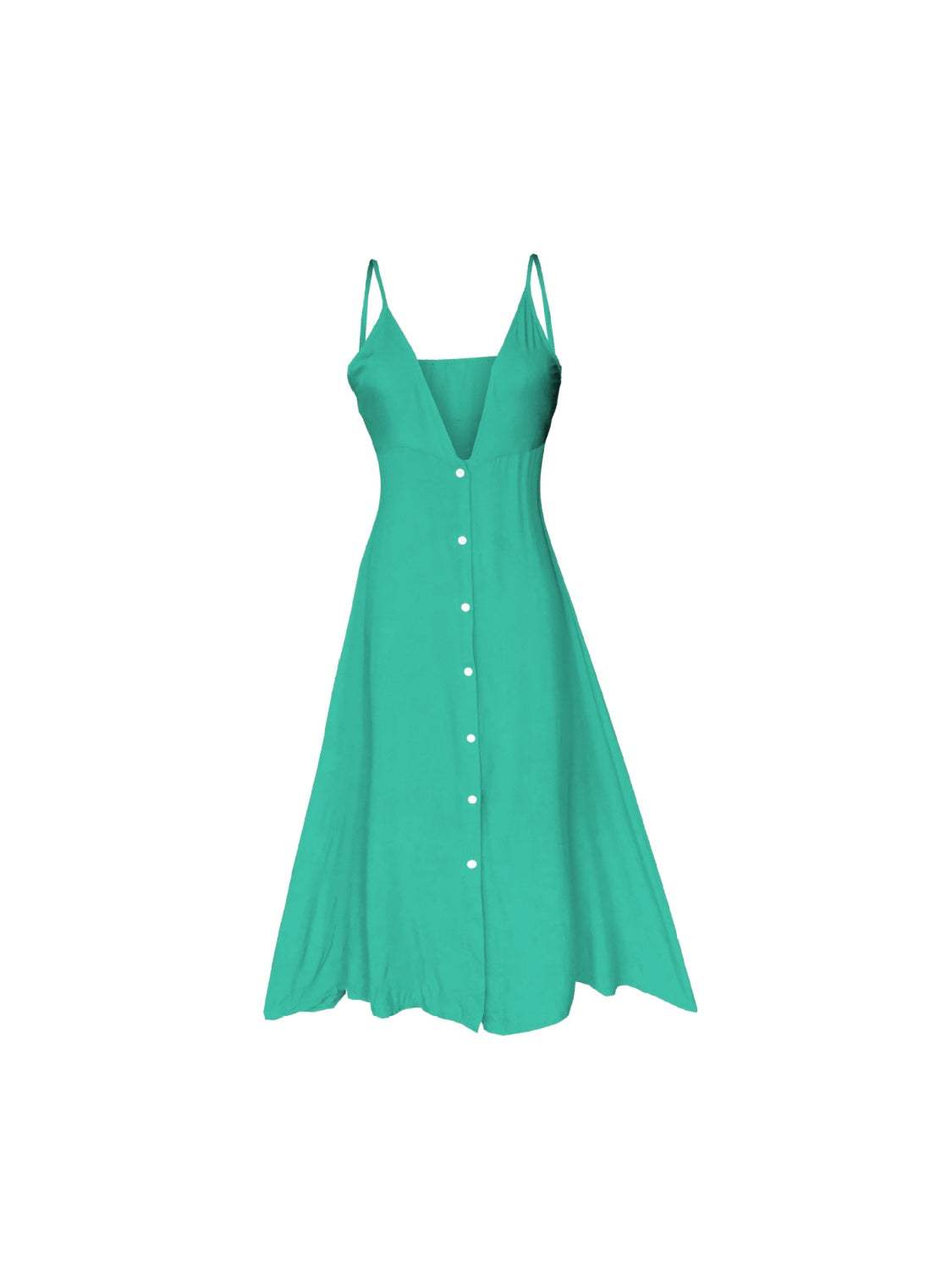Buttoned Plunge Midi Cami Dress - Trendsi - Flyclothing LLC