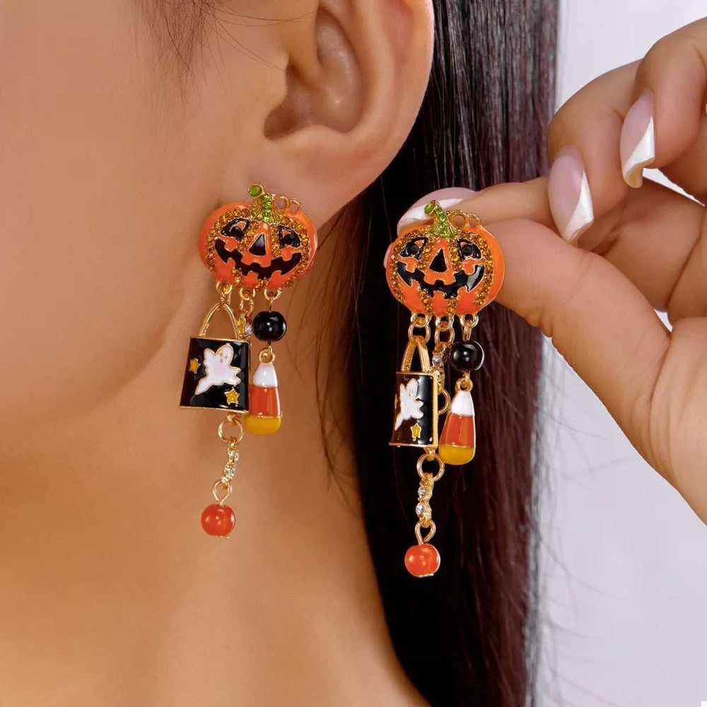 Halloween Pumpkin Drop Earrings - Trendsi - Flyclothing LLC