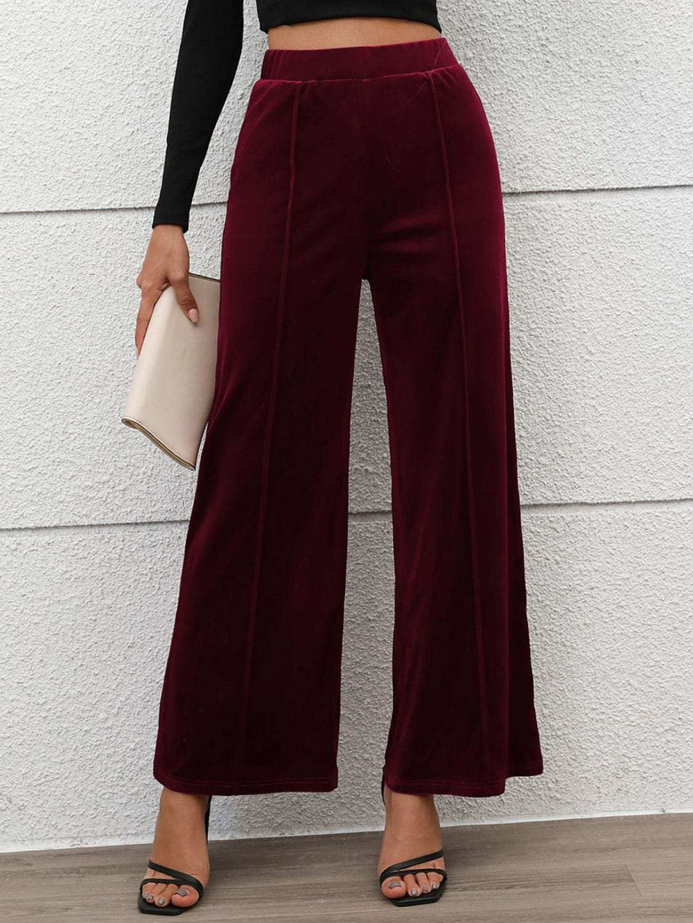 Elastic Waist Wide Leg Pants - Trendsi - Flyclothing LLC