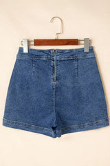 Asymmetrical Denim Skort with Pockets - Trendsi - Flyclothing LLC