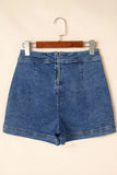 Asymmetrical Denim Skort with Pockets - Trendsi