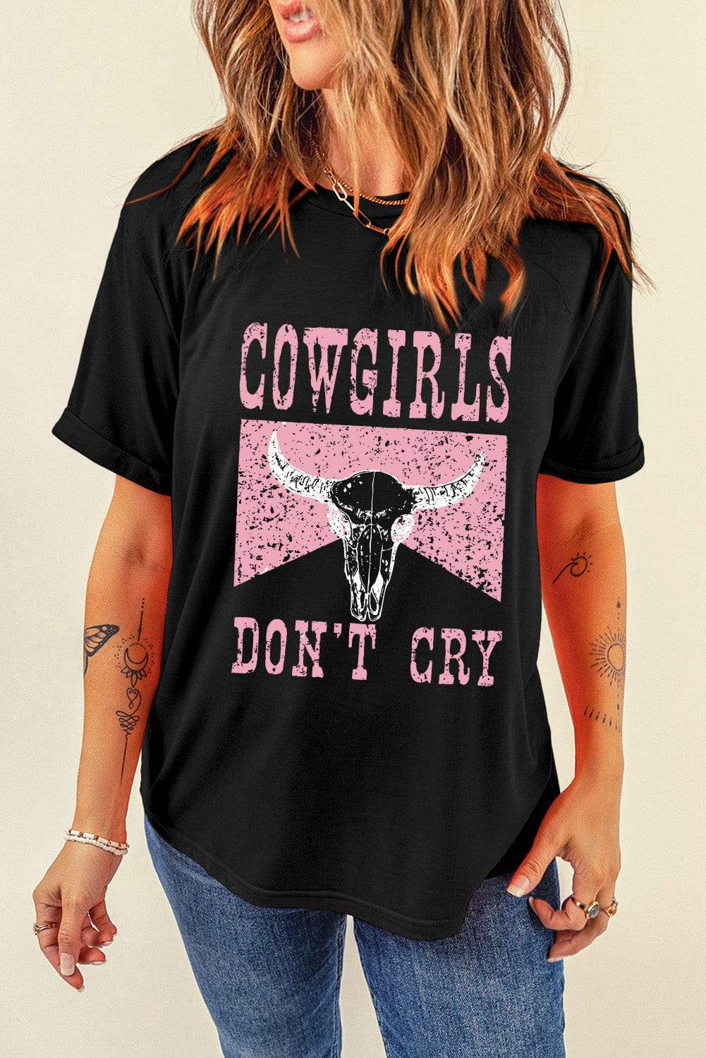 Graphic Round Neck Short Sleeve T-Shirt - Trendsi - Flyclothing LLC