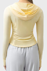 Pocketed Zip Up Hooded Long Sleeve Active Outerwear - Trendsi - Flyclothing LLC