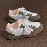 Contrast Star Lace-Up Athletic Sneakers - Trendsi - Flyclothing LLC