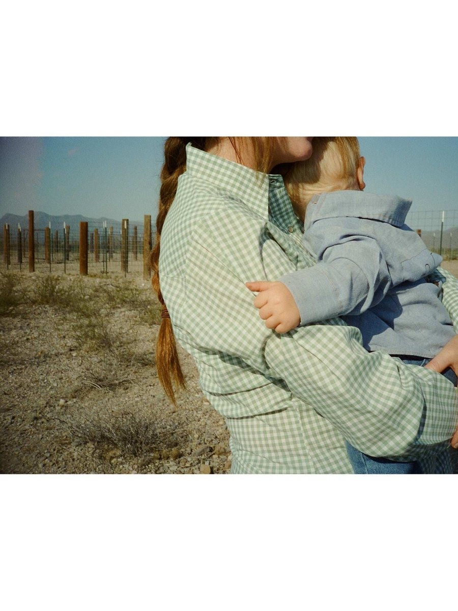 Women's Cowboygirl Sage Brush Gingham Granddaddy Snap Shirt - Ely Cattleman - Flyclothing LLC