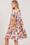 SAGE + FIG Full Size Floral Button-Down Short Sleeve Dress - Trendsi