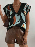 Color Block V-Neck Sweater Vest - Trendsi - Flyclothing LLC
