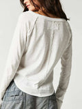 Exposed Seam Notched Long Sleeve T-Shirt - Trendsi - Flyclothing LLC