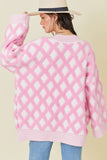 Geometric Open Front Long Sleeve Cardigan - Trendsi