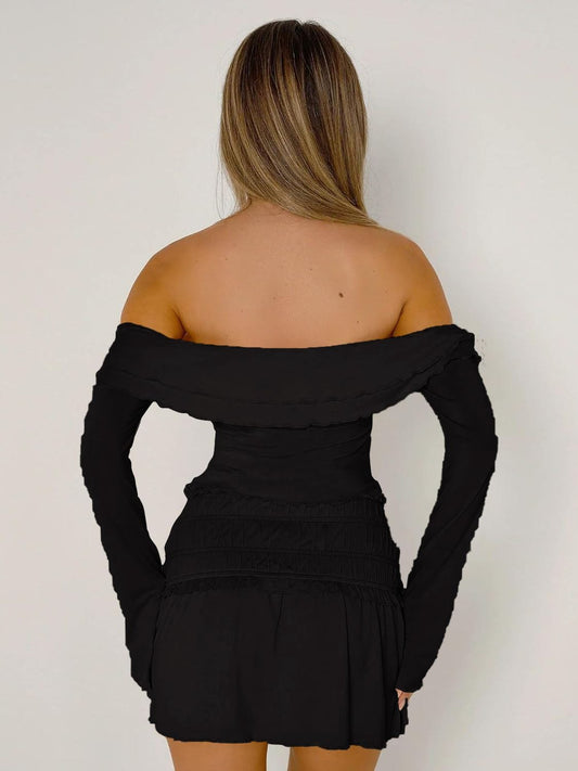 Devine Twisted Ruffled Off-Shoulder Long Sleeve T-Shirt - Trendsi