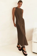 Contrast Stitching Maxi Tank Dress - Trendsi - Flyclothing LLC