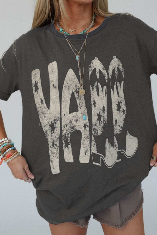 YALL Cowboy Boots Graphic Short Sleeve T-Shirt - Trendsi - Flyclothing LLC