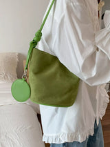 Suede Solid Color Bucket Bag - Trendsi - Flyclothing LLC