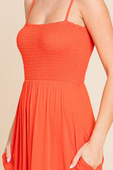 Culture Code Full Size Smocked Cami Maxi Dress with Pockets - Trendsi