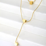 18K Gold-Plated Double Layered Geometric Necklace - Trendsi - Flyclothing LLC