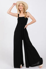 SAGE+FIG Smocked Flowy Wide Leg Jumpsuit - Trendsi - Flyclothing LLC