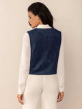 Tied Contrast Trim Vest - Trendsi - Flyclothing LLC
