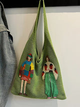 Knitted Embroidered Shoulder Bag - Trendsi - Flyclothing LLC