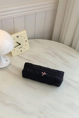 Bow Embroidered Quilted Storage Bag - Trendsi