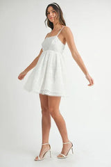 MABLE Eyelet Lace Babydoll Mini Cami Dress - Trendsi - Flyclothing LLC