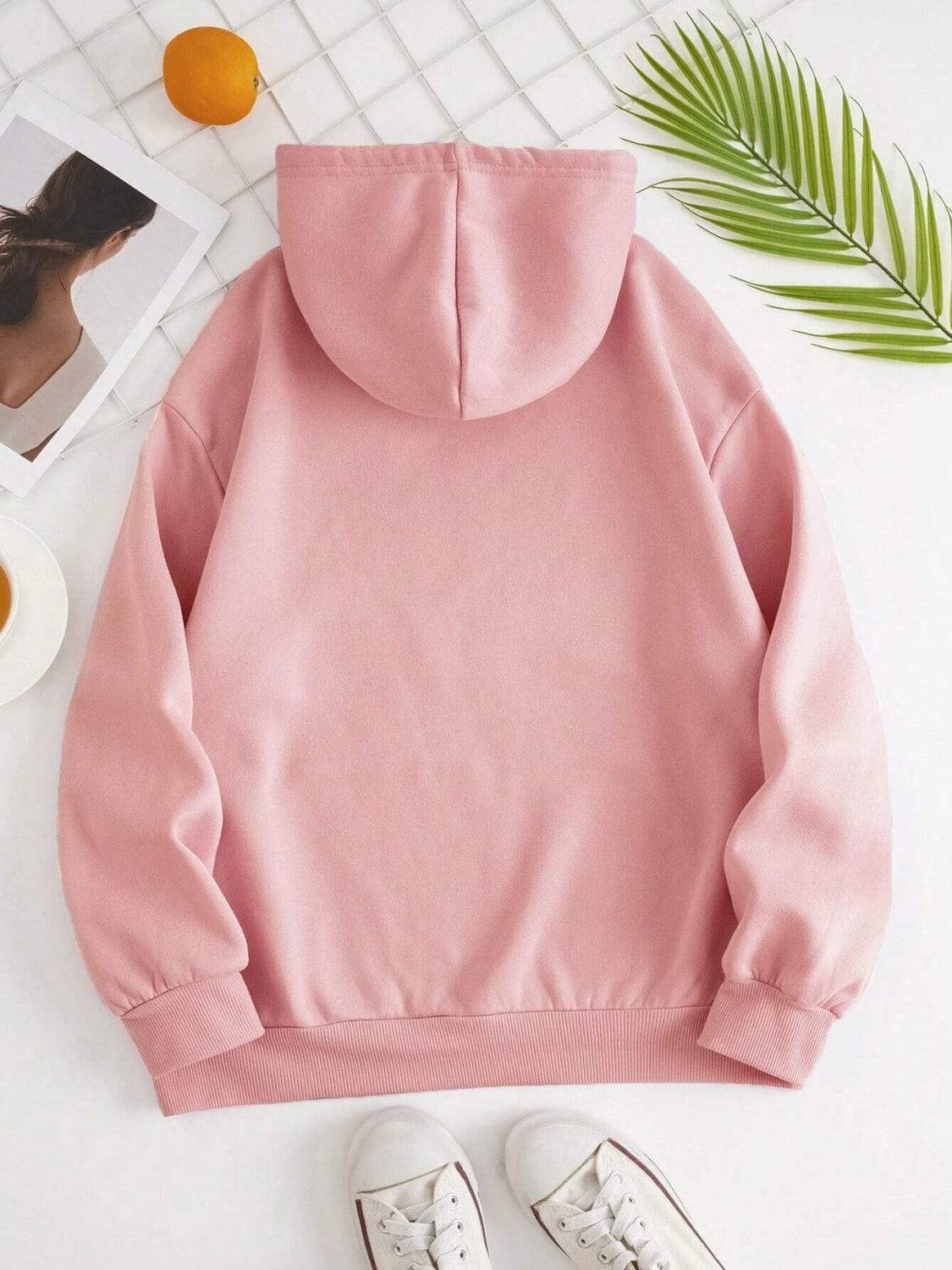 Drawstring Dropped Shoulder Hoodie - Trendsi - Flyclothing LLC
