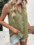 Johnny Collared Button Up Sleeveless Top - Trendsi