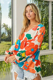 BiBi Floral Woven Tiered V Neck Top - Trendsi - Flyclothing LLC