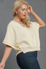 Umgee Full Size Lightweight Cropped Sweatshirt Plus Size - Trendsi - Flyclothing LLC