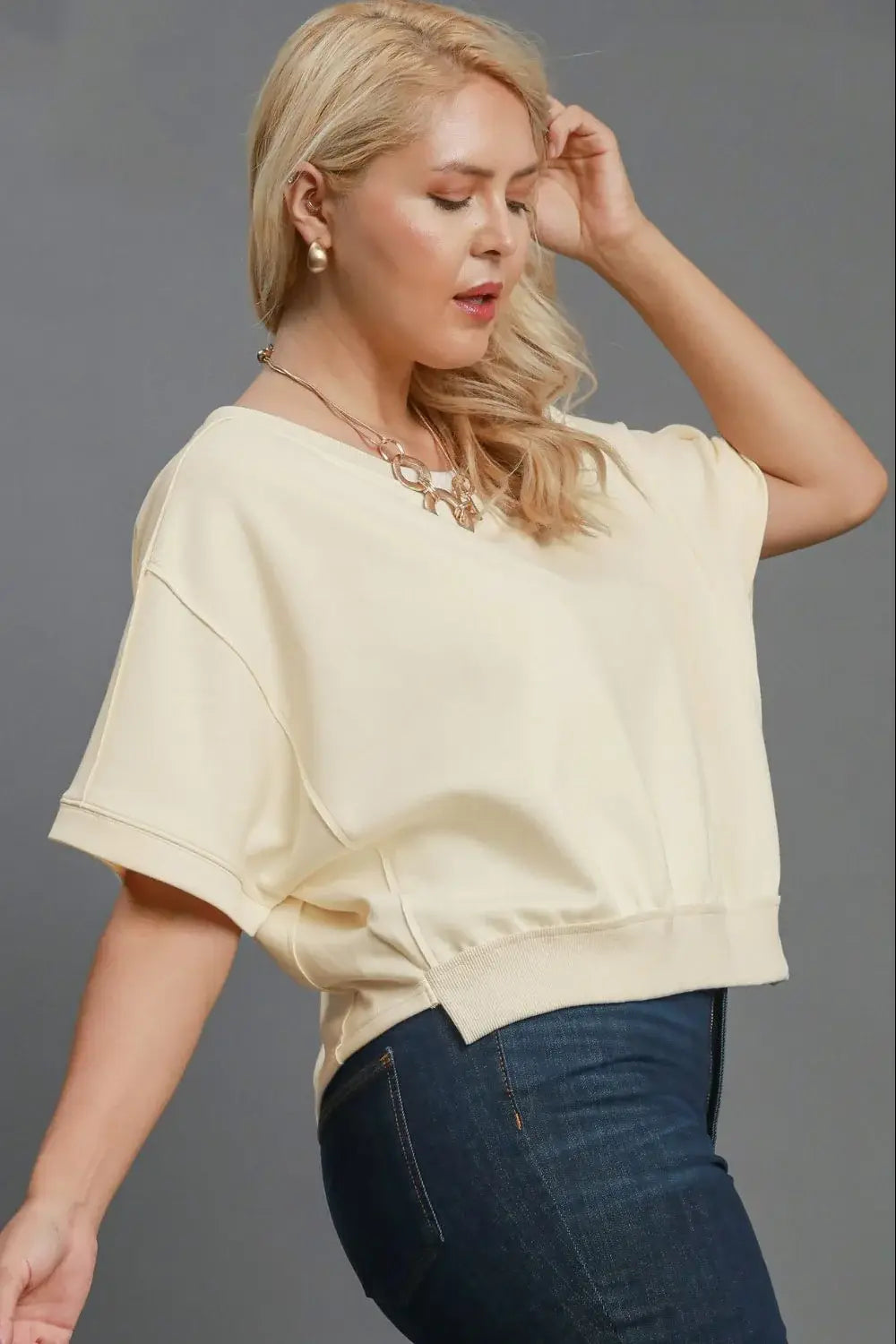 Umgee Full Size Lightweight Cropped Sweatshirt Plus Size - Trendsi - Flyclothing LLC