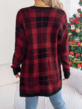 Plaid Open Front Long Sleeve Cardigan - Trendsi