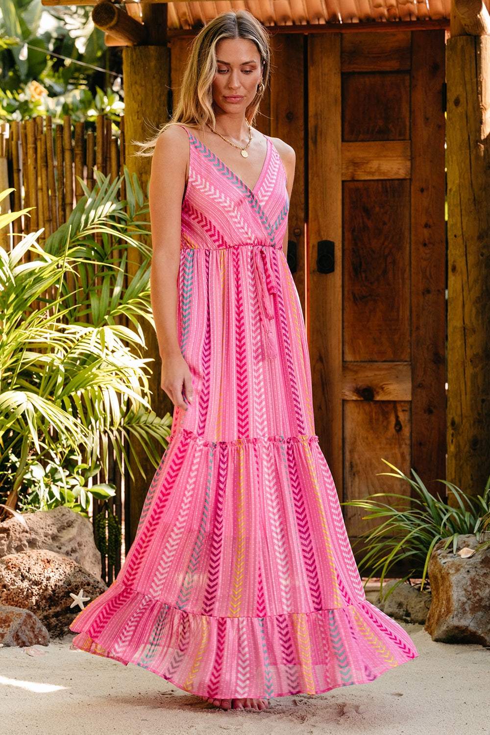 Printed Surplice Maxi Cami Dress - Trendsi - Flyclothing LLC