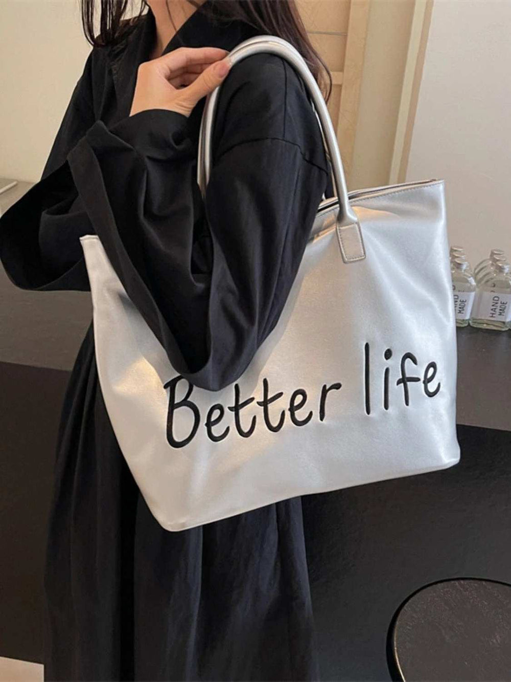 BETTER LIFE PU Leather Tote Bag - Trendsi - Flyclothing LLC