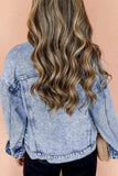 Pocketed Button Up Dropped Shoulder Denim Jacket - Trendsi - Flyclothing LLC