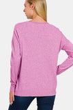 Zenana Front Seam Round Neck Sweater - Trendsi