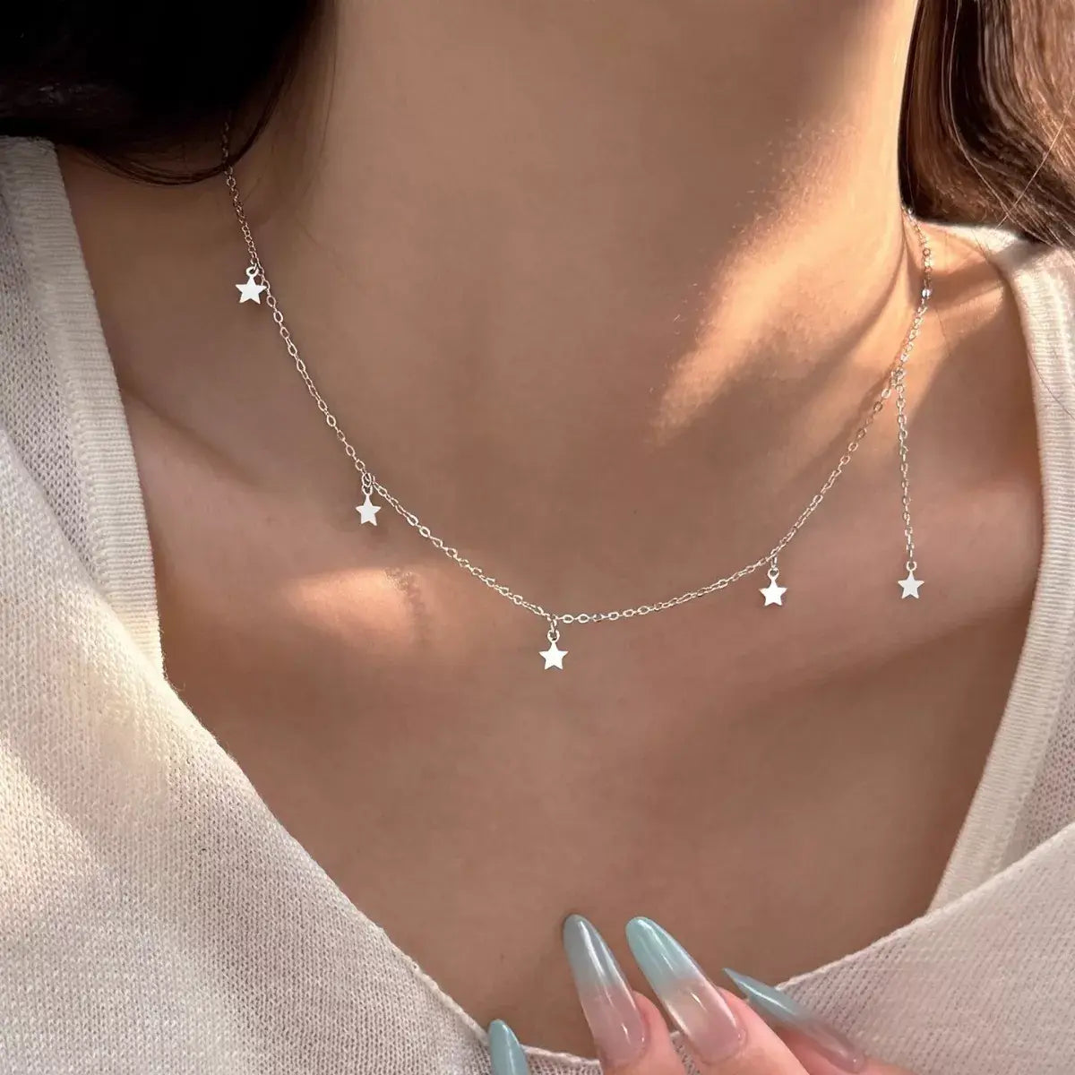 925 Sterling Silver Star Charm Necklace - Trendsi - Flyclothing LLC