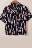 Champagne Print Short Sleeve Top and Shorts Set - Trendsi - Flyclothing LLC