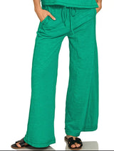Zenana Cotton Slub Short Sleeve Tee and Pants Set - Trendsi - Flyclothing LLC