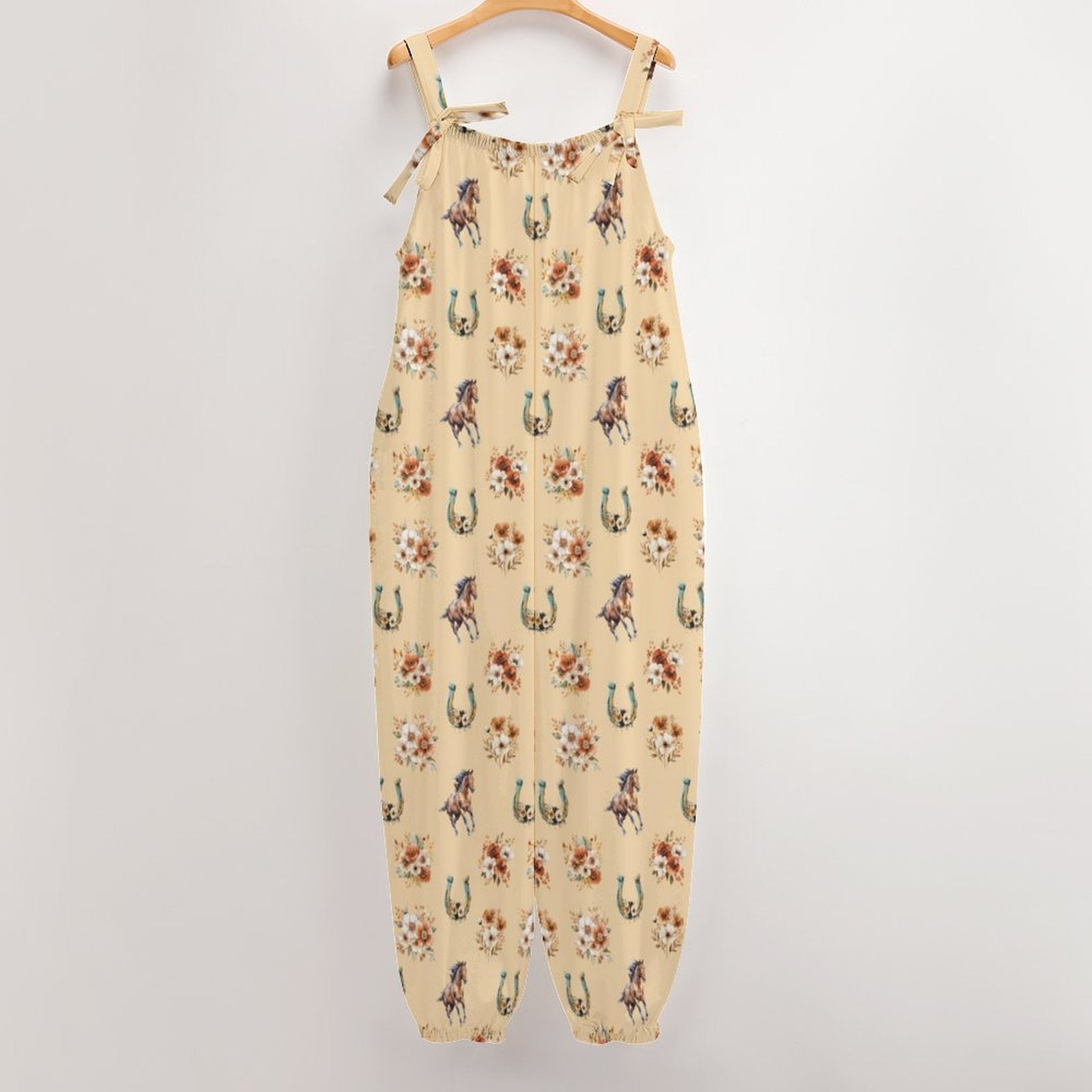 Baha Ranch Floral Horse Western Country Girl Overalls Jumpsuit