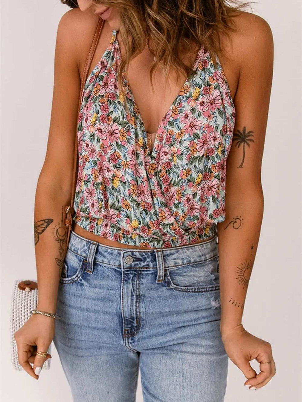 Floral Surplice Cami - Trendsi - Flyclothing LLC