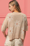 BiBi Floral Pattern Slit Sweater - Trendsi - Flyclothing LLC