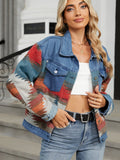 Geometric Button Up Long Sleeve Denim Jacket - Trendsi