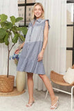 ADORA Button Down Textured Babydoll Dress - Trendsi - Flyclothing LLC