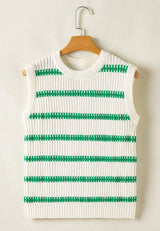 Striped Round Neck Sweater Vest - Trendsi - Flyclothing LLC