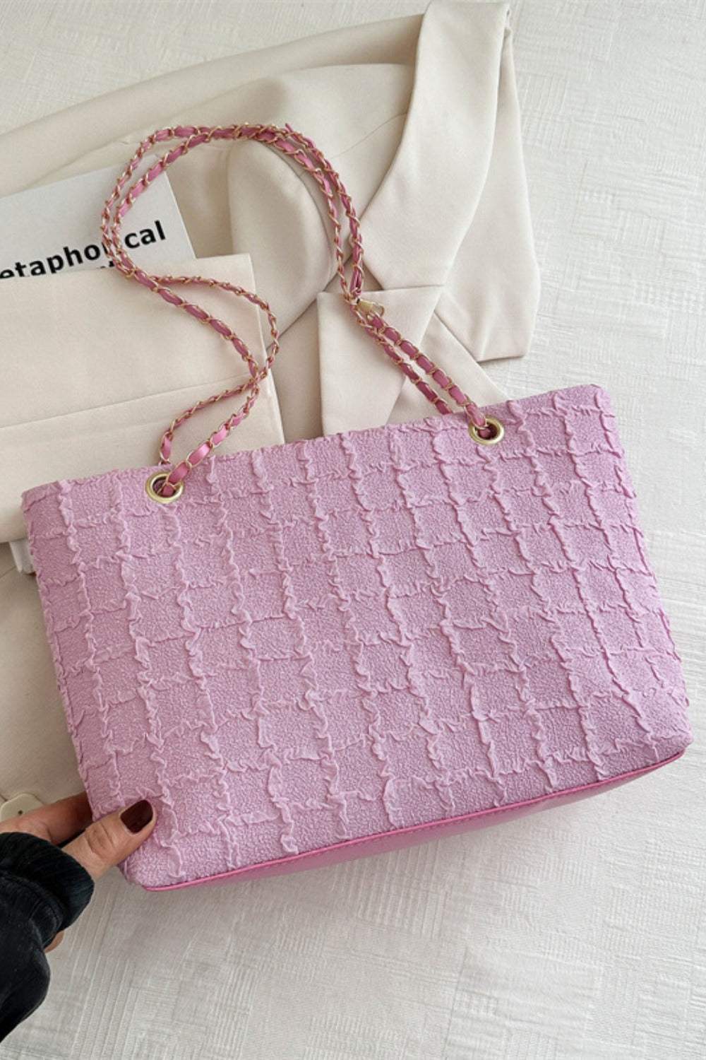 Polyester Texture Chain Tote bag - Trendsi - Flyclothing LLC