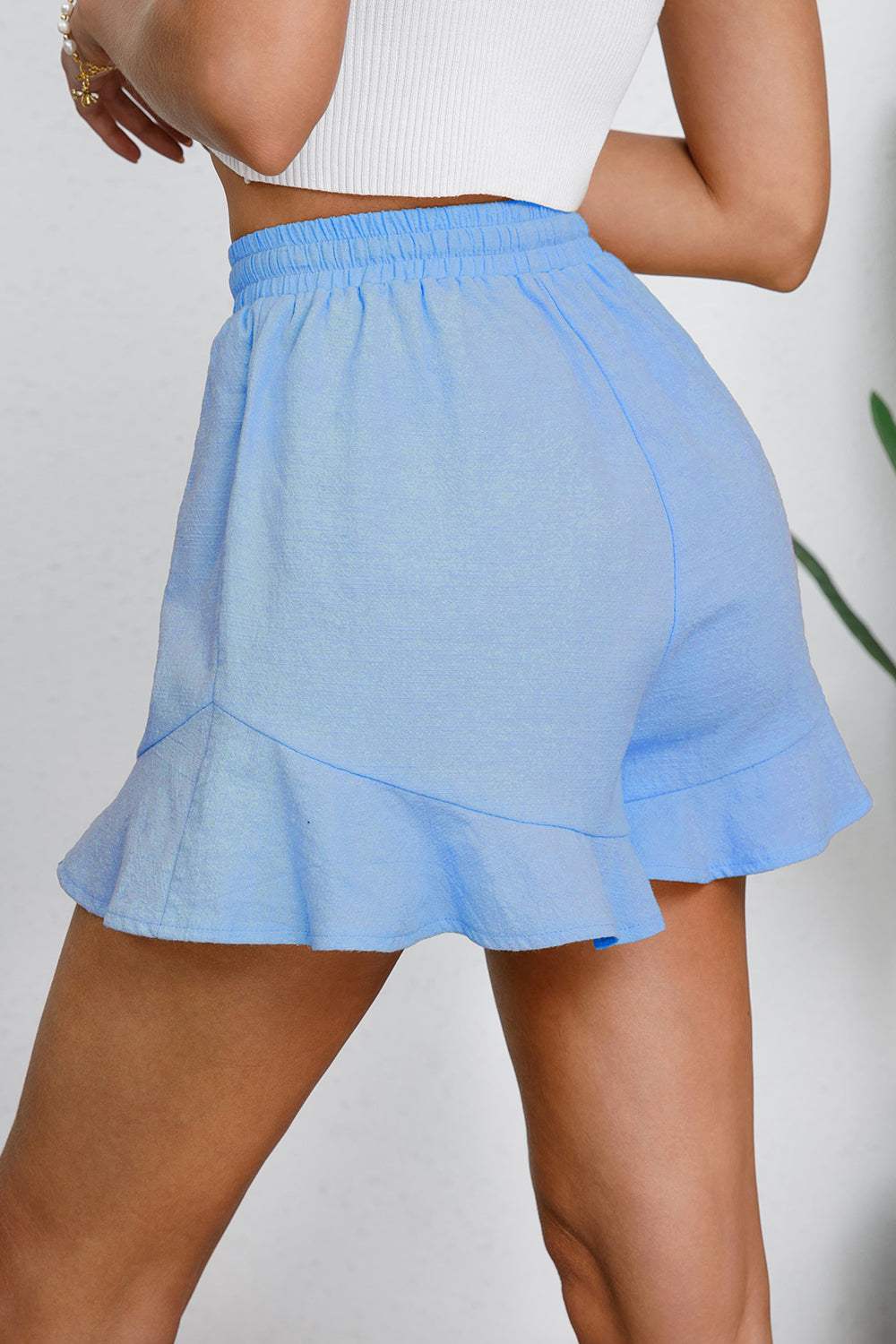 Full Size Drawstring Ruffle Hem Shorts - Trendsi - Flyclothing LLC