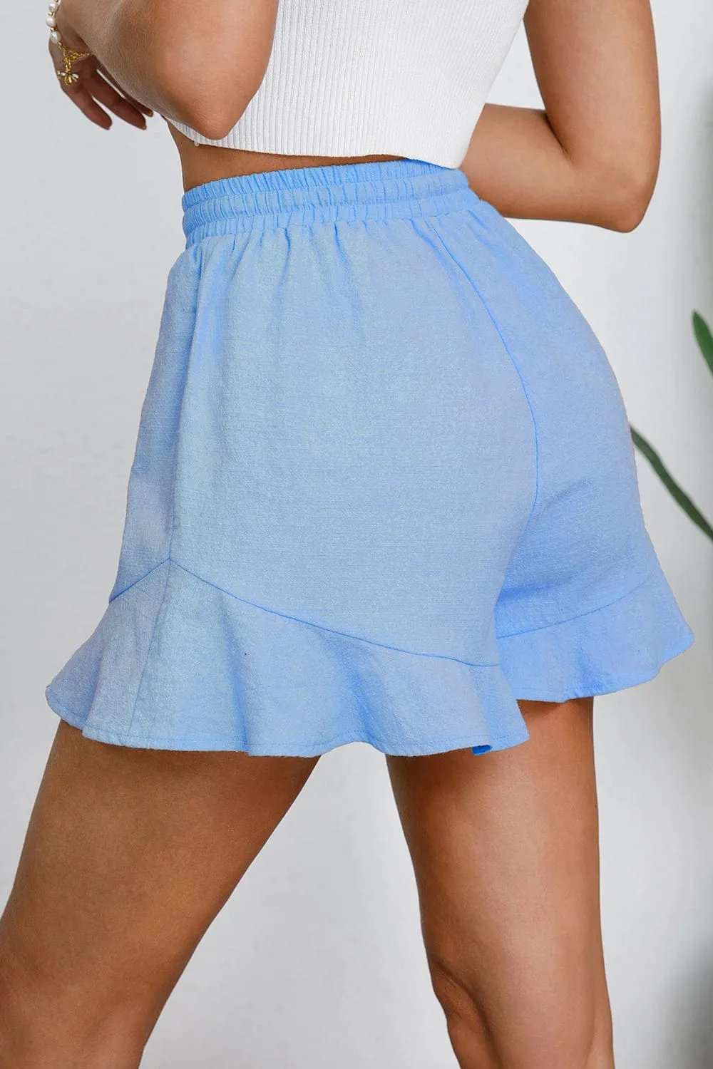 Full Size Drawstring Ruffle Hem Shorts - Trendsi - Flyclothing LLC