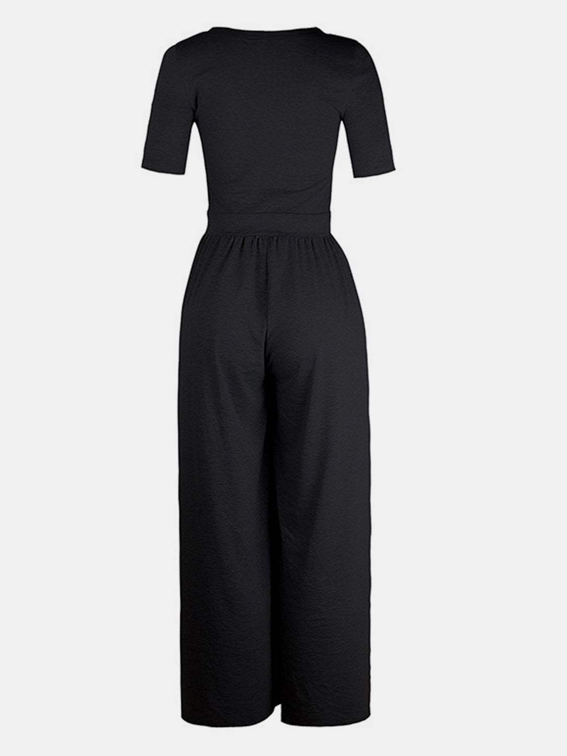 Scoop Neck Short Sleeve Jumpsuit - Trendsi - Flyclothing LLC